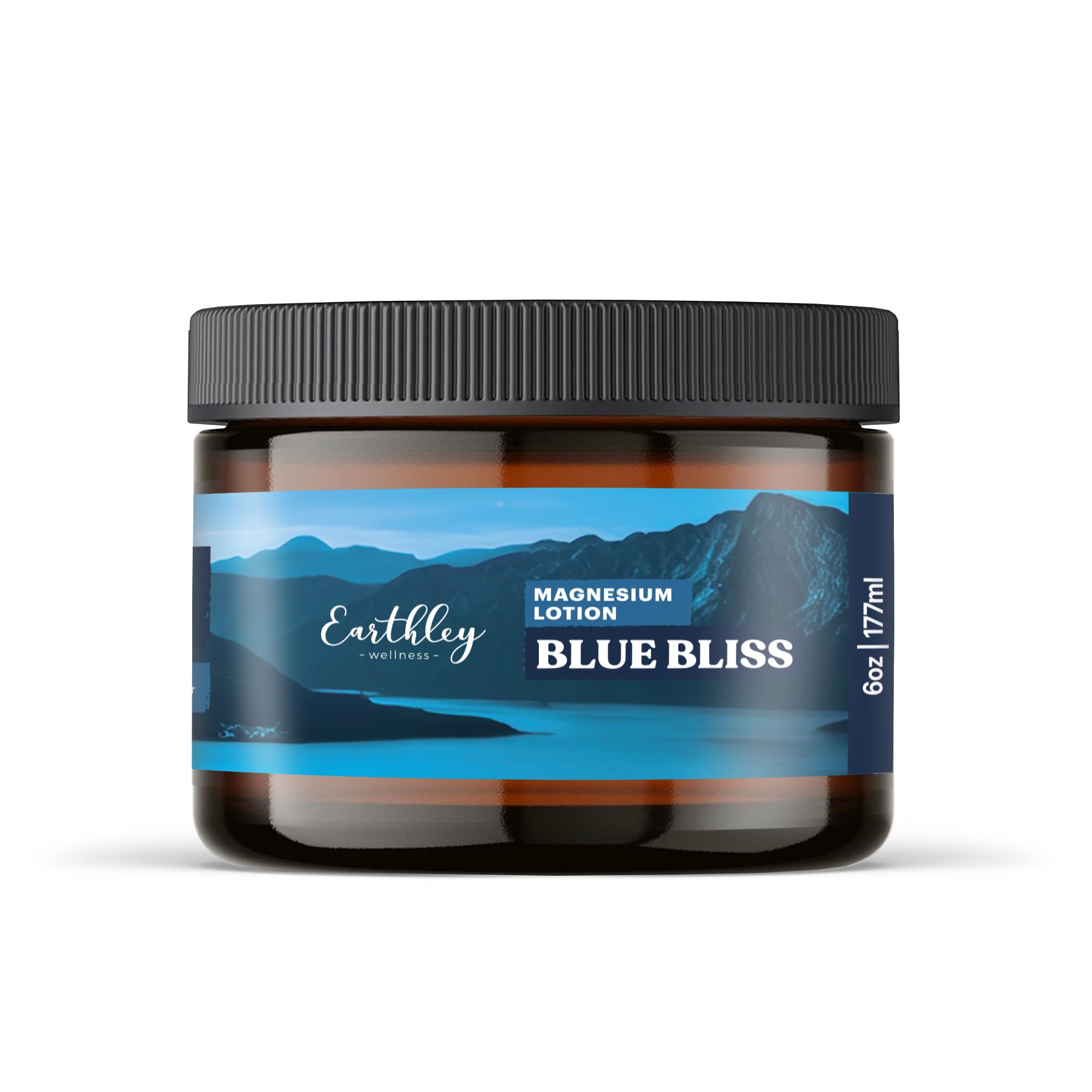 Earthley Wellness, Magnesium Lotion, Parent's Picks Award-Winner, Apricot, Shea Butter, Mango Butter, Lavender, Blue Tansy and Sandalwood Scent (6oz, Seasonal Blue Bliss)